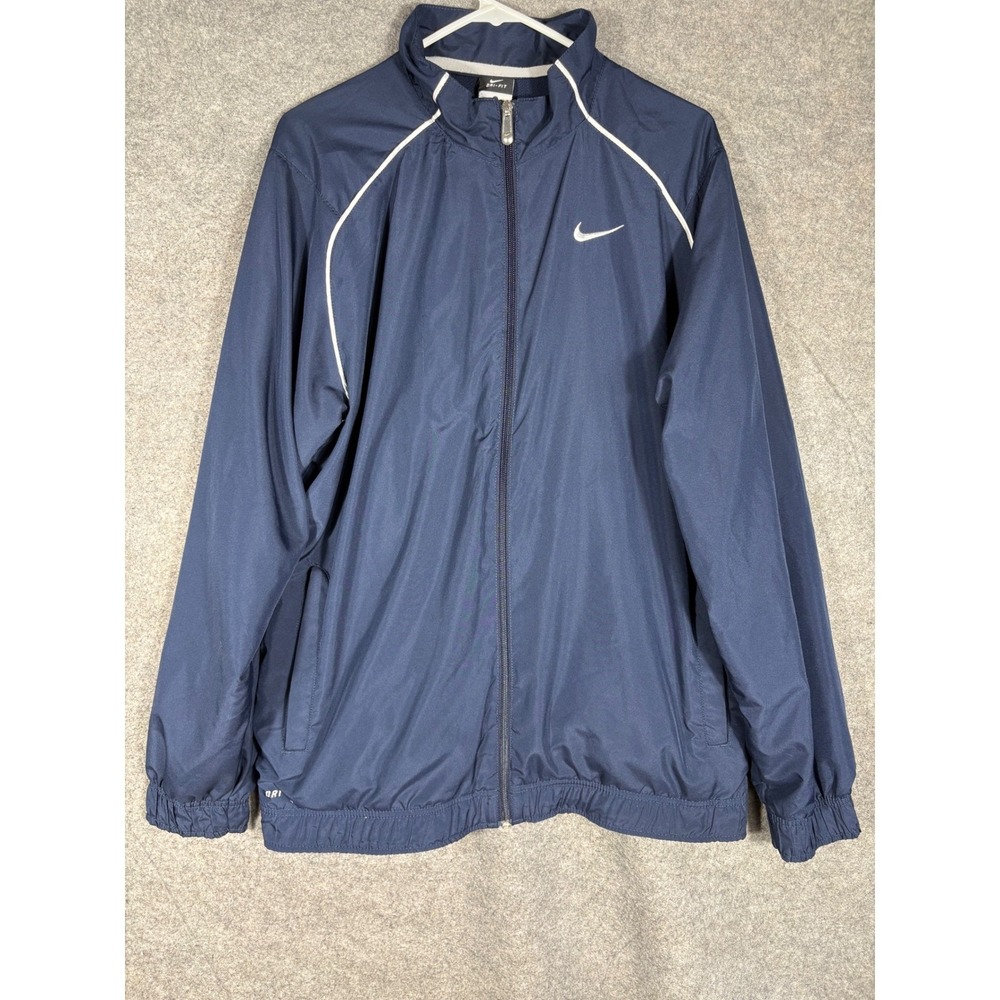 Nike Dri-FIT Mens Navy Blue Full Zip Windbreaker Training Jacket Large RN56323